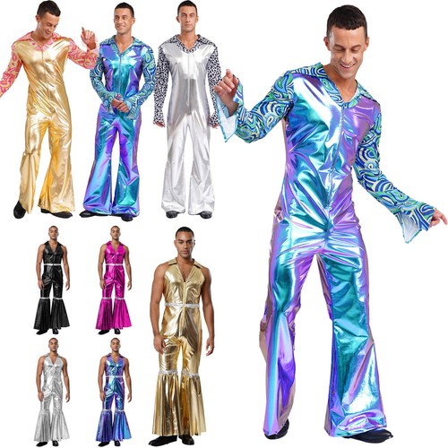 Men metallic jumpsuit 70s - jumpsuit,