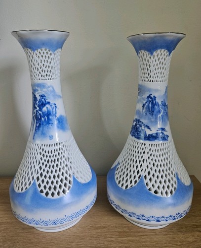 Chinese vases vintage blue - vases,