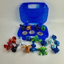 Bakugan Lot + Blue Carry Case – 17+ Transforming Figures & 19 Cards Bundle