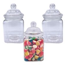 Square Plastic Storage Jars 450ml Sweet Jar Tubs Wedding Party Favours Craft Jar
