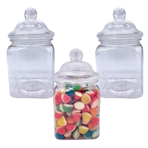 Square plastic storage jars - plastic,