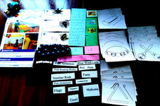 Montessori Bundle 24 New Pencils, Wooden Beads, Word lists, Matching Cards, cube