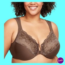 GLAMORISE Full Figure Front-Closure Smoothing Wonderwire Bra, Mocha, UK 42C