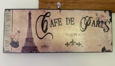 Metal Wall Cafe Sign 'Cafe de Paris' Shabby Chic Plaque Retro Coffee Shop Decor