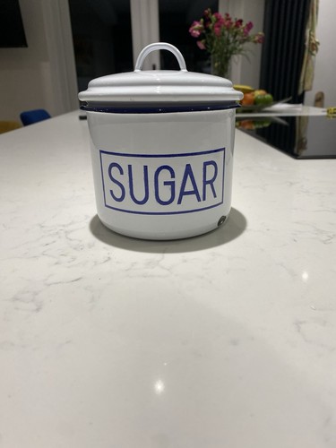 Vintage enamel sugar - sugar, container