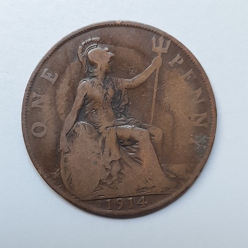 1914 one penny coin - 1914, v