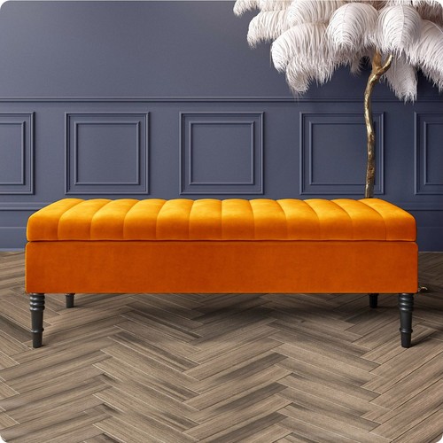 Velvet ottoman storage bench - ottoman,