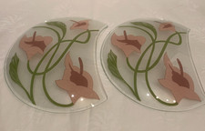 Pair of Art Nouveau Curved Glass Panels