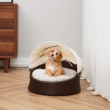B GRADE- Teamson Pets Indoor Outdoor Rattan Cat or Small Dog Bed