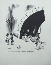 Raymond Peynet: Interior Woman, Signed Humorous Engraving, 1943