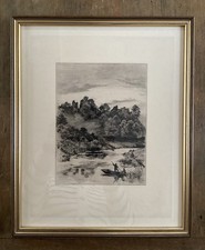 Antique Framed Etching Signed