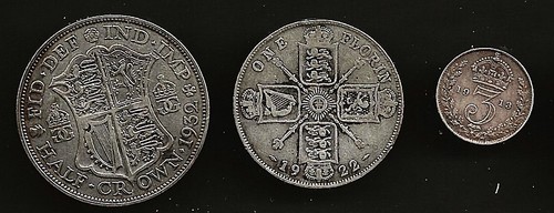 Three silver coins - silver,