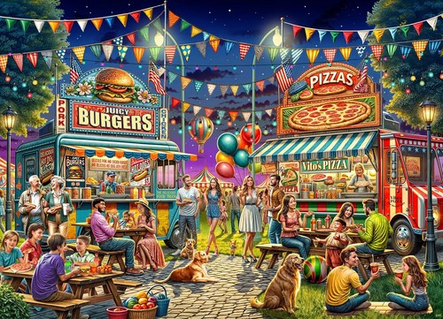 Food trucks jigsaw - food, 1000