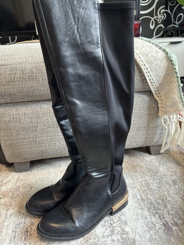 Black leather knee high - knee,