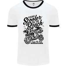 Scooter on the Beach MOD Mens Ringer T-Shirt