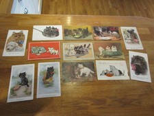 13 x Cute Cat Artist signed Postcards Lot - Lawson Wood - Knight Kennedy etc #10