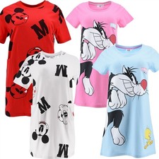 Ladies Disney Nightie Nightdress Womens Cotton Character Nightshirt Size S-XL