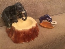 DITMAR URBACH ELEPHANT BOWL AND CANDLESTICK. ART DECO ERA. POTTERY. CERAMIC.