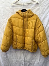 Womens ZARA 2-In-1 Padded Hooded Jacket Gilet Padded Size S 34-42" Yellow