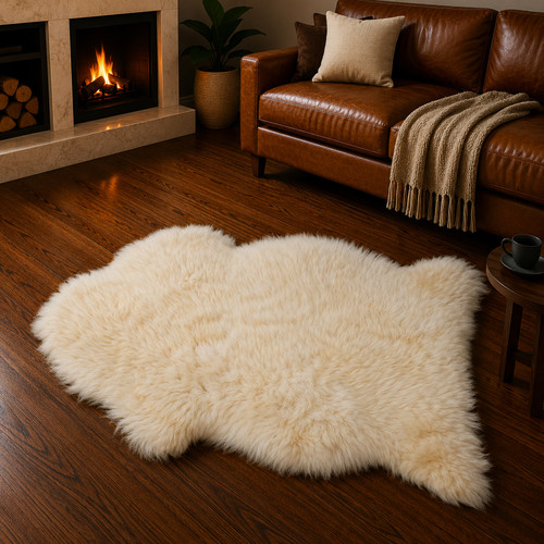 Genuine ivory sheepskin rug - ivory,