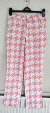 MISSGUIDED Size 10 PEACH & OFFWHITE Dogtooth Check CROP TROUSERS 27" Leg