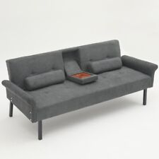 Panana Fabric Sofa Bed Sofabed with Drink Holders Recliner Free Bolster Cushions