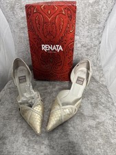 Renata Womens Pearl Kitten Heels With Cut Outs Size 3.5 Made In Italy