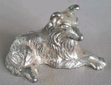 Vintage Pewter Collie Lassie Dog Miniature Figurine. 6cm X 3.5cm. 