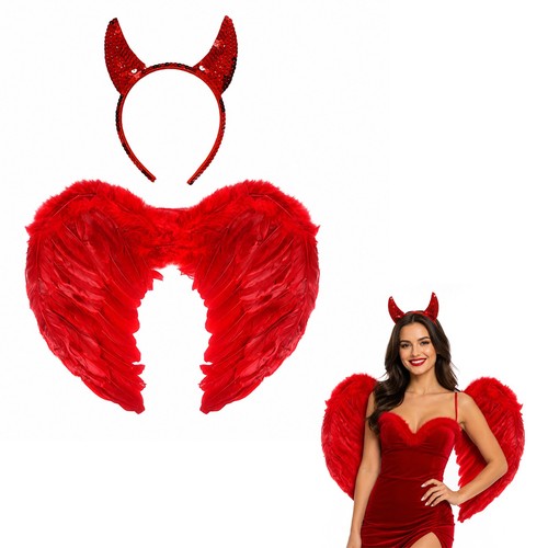 Red devil feather - wings, sequin