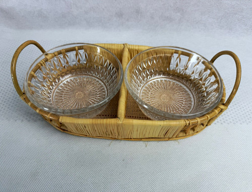 Vintage menage rattan basket - rattan,