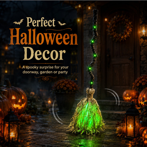 Halloween animated witch broom - animated,