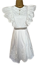 New Ted Baker White Embroidered Cotton Dress UK10(2)