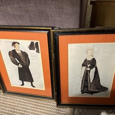 Pair Of Prints Of The Costume Designs For  BBC Henry V111 by John Bloomfield