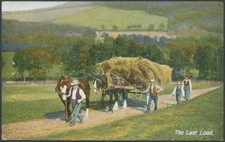 Postcard Horse drawn hay wagon