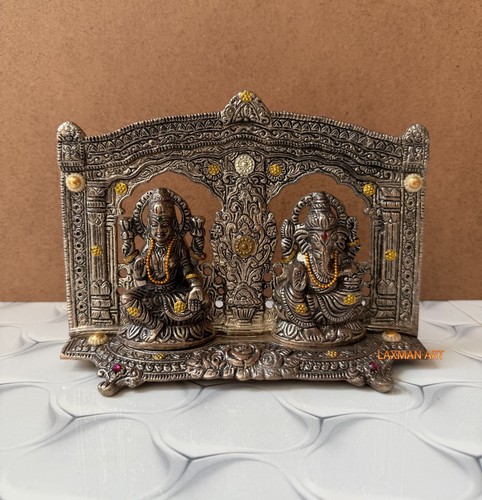 Silver metal lakshmi ganesha - metal,