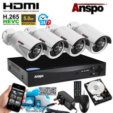ANSPO 5MP CCTV 2/4 Camera System HD 4CH DVR Home Outdoor Kit With Hard Drive