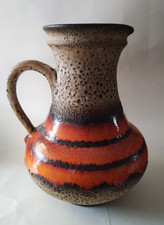 Large Fat Lava Mid Century Ewer / Jug West German Pottery Circa 60s / 70s  12.5"
