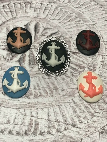 Anchor cameo brooch steampunk - anchor,