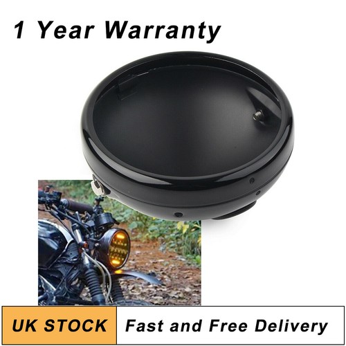 7inch black motorcycle round - black,