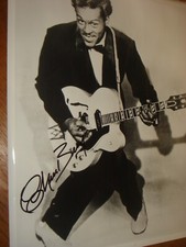 CHUCK BERRY super hand-signed iconic 10x8" B&W photo plus COA