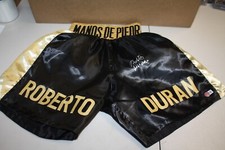 Roberto Duran SIGNED Autographed Custom Black BOXING  TRUNKS BECKETT CERTIFIED