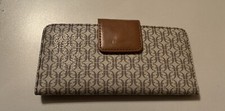 Fossil Purse Zip Up Coin Notes 17 Cards Bifold Brown Beige Tan Used