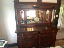 Antique Victorian Mirror Backed Sideboard Dresser Carved Mahogany Wood