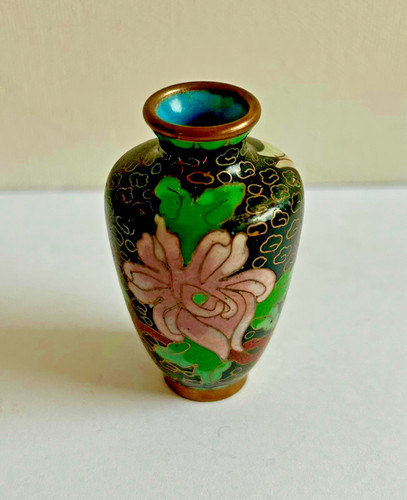 Vintage cloisonne blue enamel - blue,