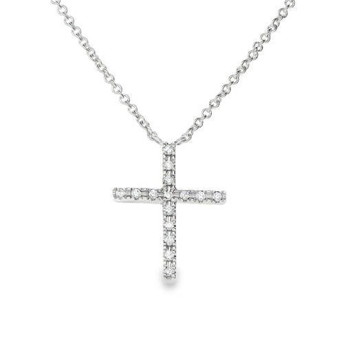 9ct yellow gold diamond cross - diamond,