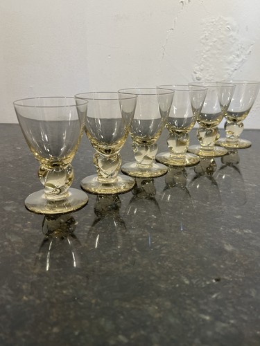 Amber stem liqueur glasses - amber, set