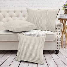 4 Pack Stripe Velvet Cushion Covers OR Filled Cushions Cases Decorative Throw