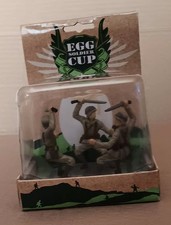 Egg Soldier Cup, a novelty Shaped egg cup featuring three soldiers in a circle 
