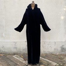 Antique 1920s Art Deco Black Silk Velvet Batwing Sleeve Opera Coccon Coat S/M