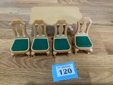 sylvanian families beautiful dining table with green velvet chairs x 4 immaculat